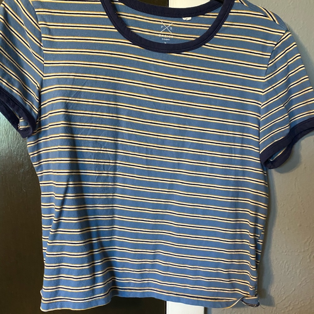 blue stripped crop top